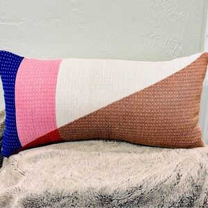 Threshold running stitch rectangular lumbar support pillow, NWT